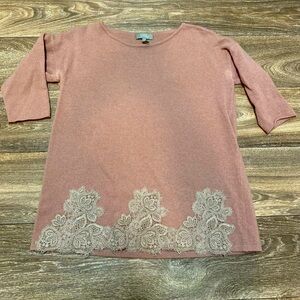 cashmere sweater with handmade embroidery accent